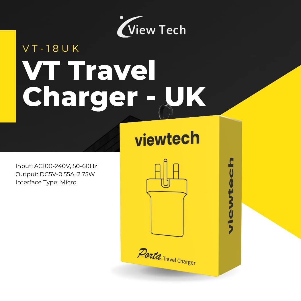 VIEWTECH VT-18UK PORTA TRAVEL CHARGER - UK PLUG (MICRO USB)
