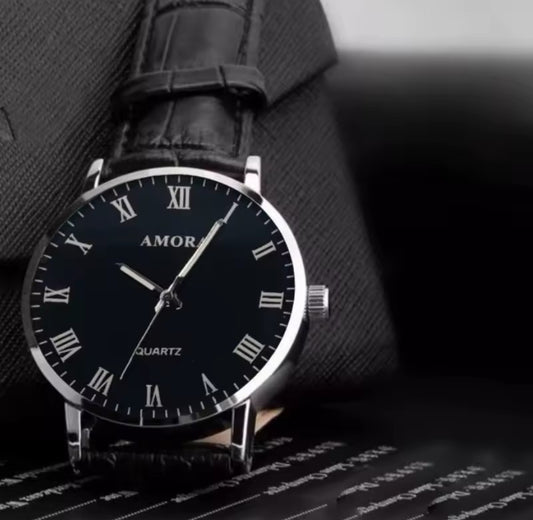 AMORA LEATHER STRAP QUARTZ WATCH FOR MEN
