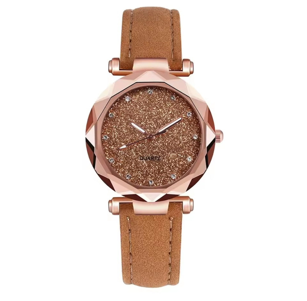 LADIES STARRY SKY ROSE GOLD QUARTZ WATCH