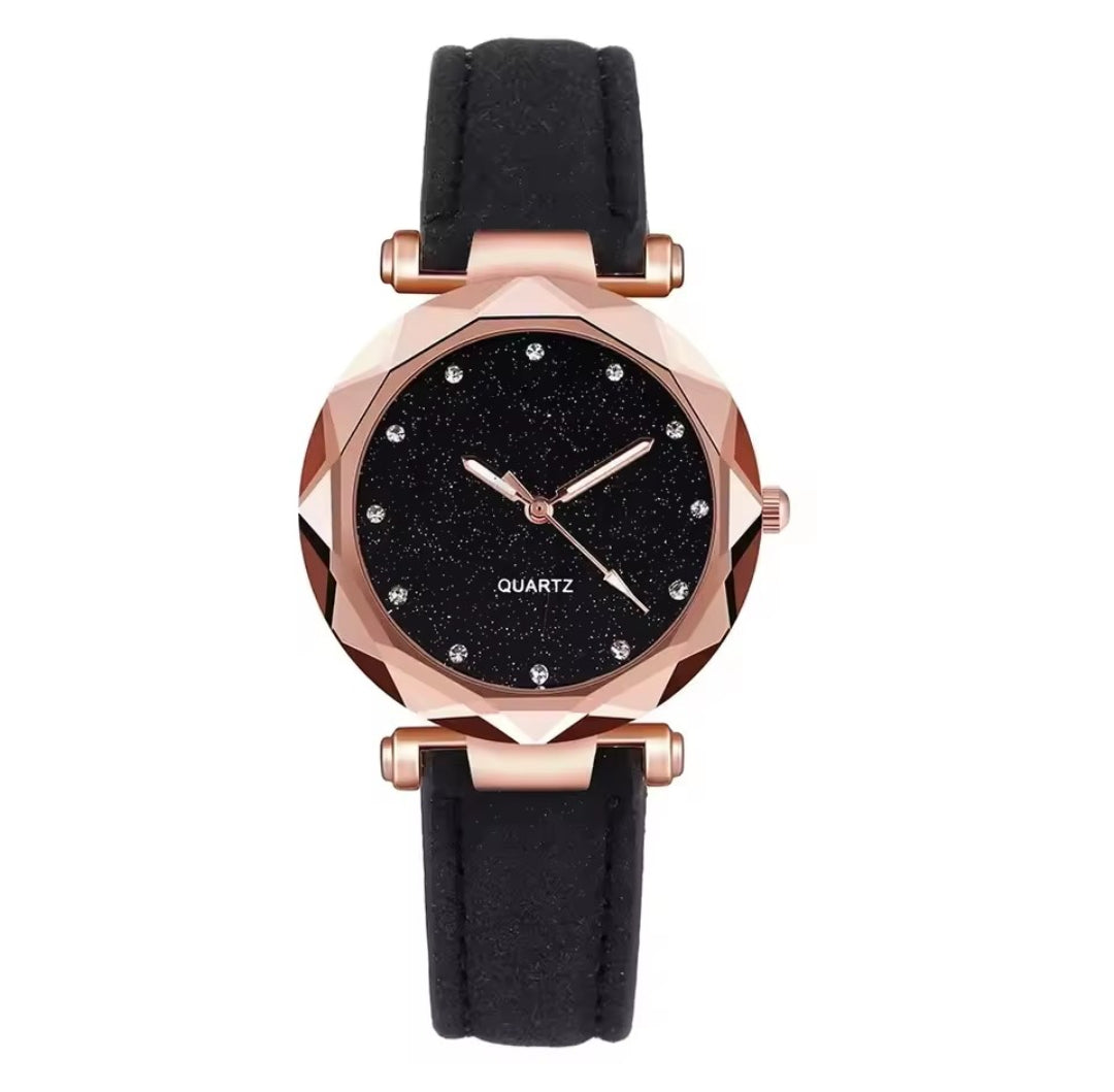 LADIES STARRY SKY ROSE GOLD QUARTZ WATCH