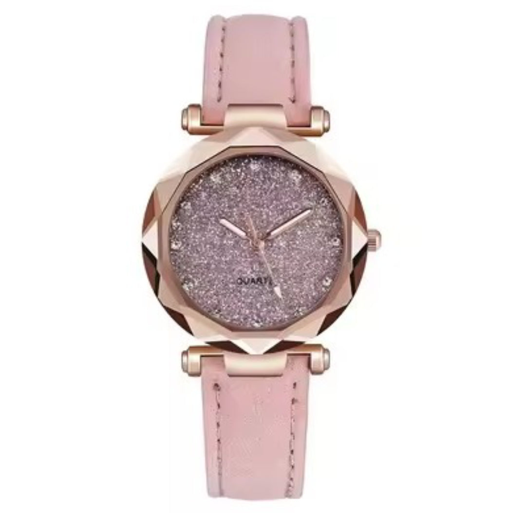 LADIES STARRY SKY ROSE GOLD QUARTZ WATCH