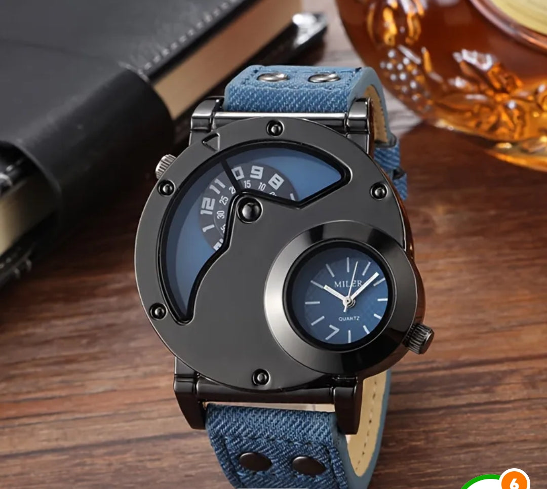 MEN'S MILER DUAL TIME ZONE STEAMPUNK SPORTS WATCH