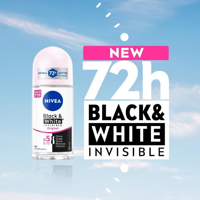 NIVEA BLACK & WHITE INVISIBLE CLEAR ANTIPERSPIRANT ROLL ON (50ML)