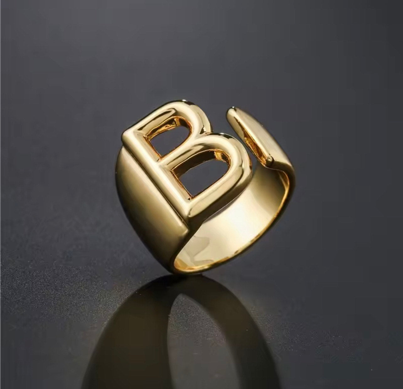 A-Z NAME INITIALS GOLD RING FOR FEMALES