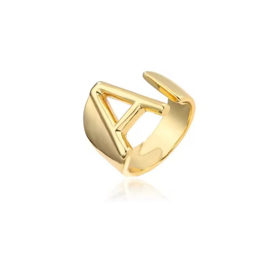 A-Z NAME INITIALS GOLD RING FOR FEMALES