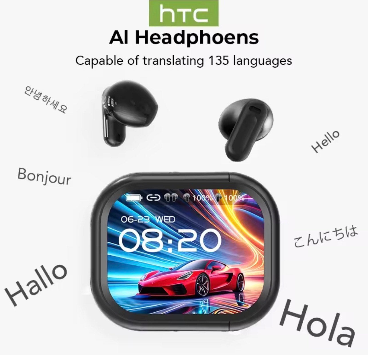 HTC NE20 BLUETOOTH EARBUDS - AI 134 LANGUAGE TRANSLATOR & TOUCH SCREEN