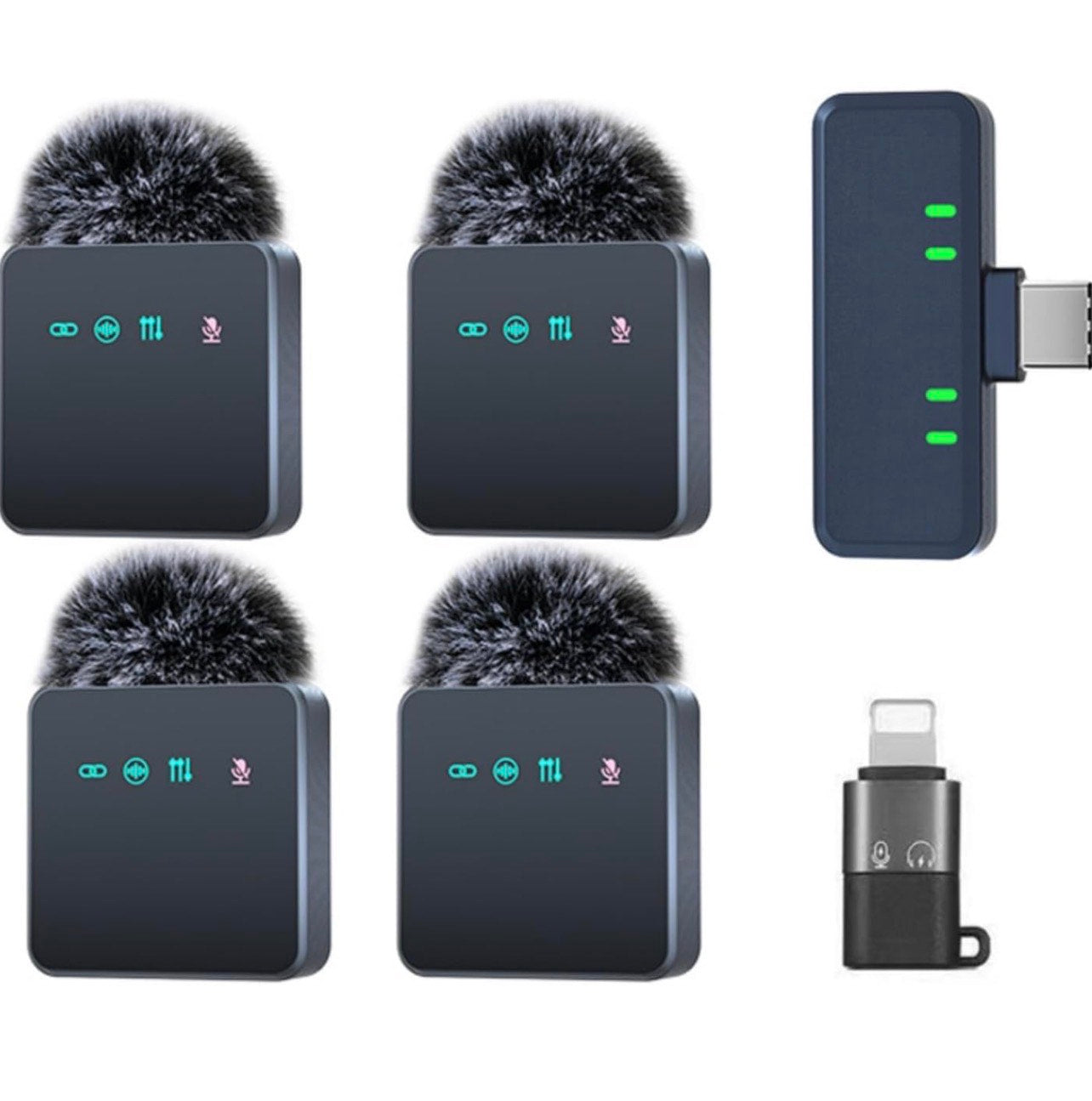 4-IN-1 PROFESSIONAL WIRELESS LAPEL MICROPHONE SYSTEM WITH NOISE CANCELLATION, UHF TRANSMISSION, 12H BATTERY FOR IPHONE/ANDROID– IDEAL FOR PODCASTING, INTERVIEWS & GROUP RECORDINGS