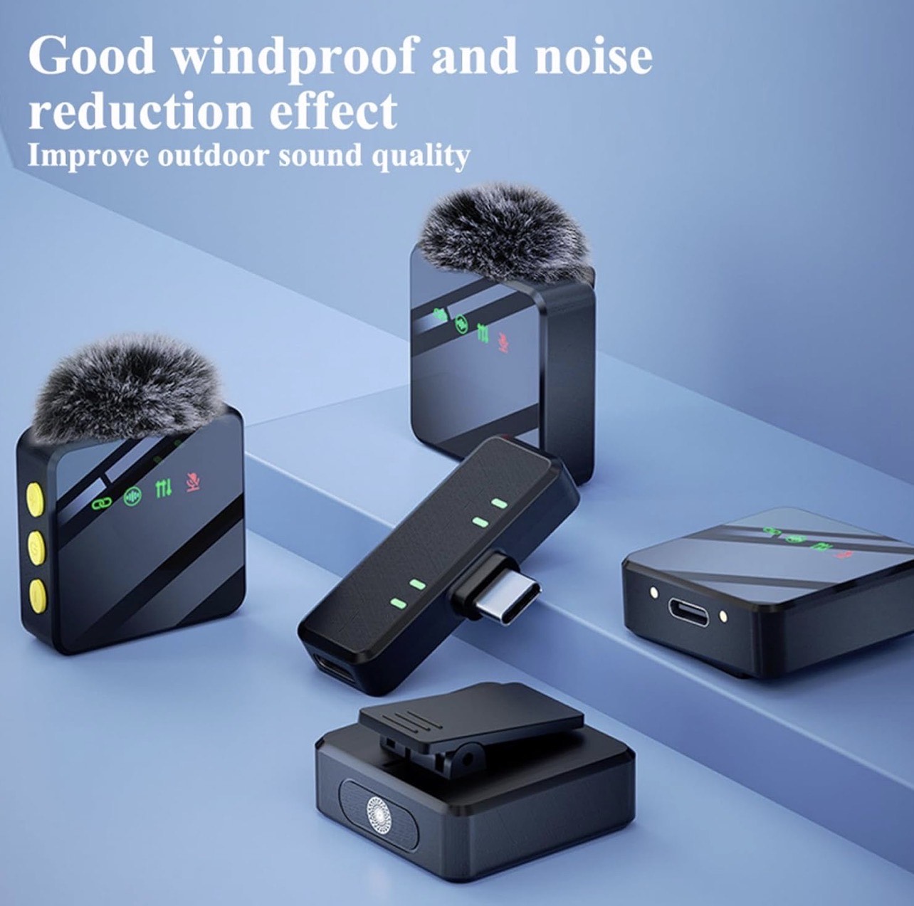 4-IN-1 PROFESSIONAL WIRELESS LAPEL MICROPHONE SYSTEM WITH NOISE CANCELLATION, UHF TRANSMISSION, 12H BATTERY FOR IPHONE/ANDROID– IDEAL FOR PODCASTING, INTERVIEWS & GROUP RECORDINGS