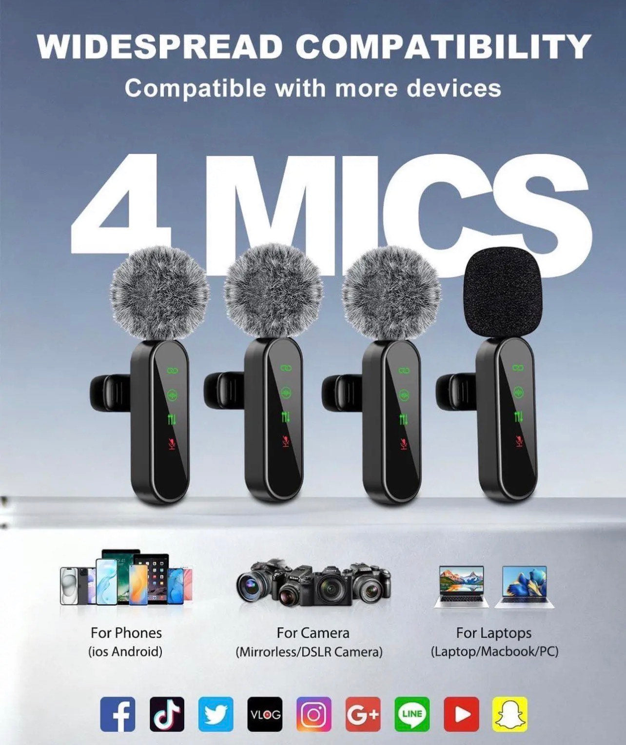4 IN 1 MULTI CONNECTOR LAVALIER/LAPEL PROFESSIONAL STUDIO MICROPHONE