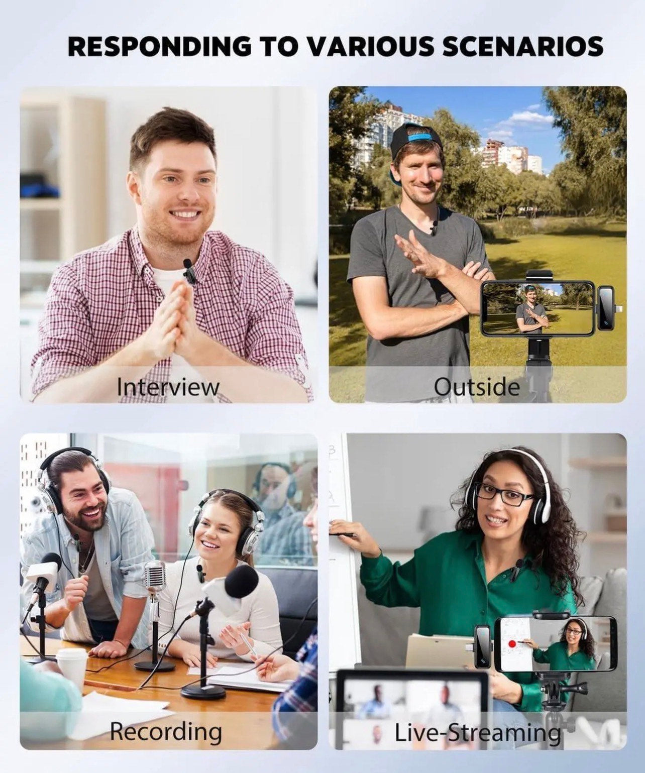 4 IN 1 MULTI CONNECTOR LAVALIER/LAPEL PROFESSIONAL STUDIO MICROPHONE