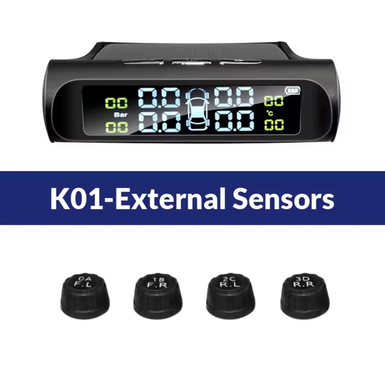 VEHICLE TYRE PRESSURE MONITORING SYSTEM (TPMS) - BOTH SOLAR & BATTERY POWERED