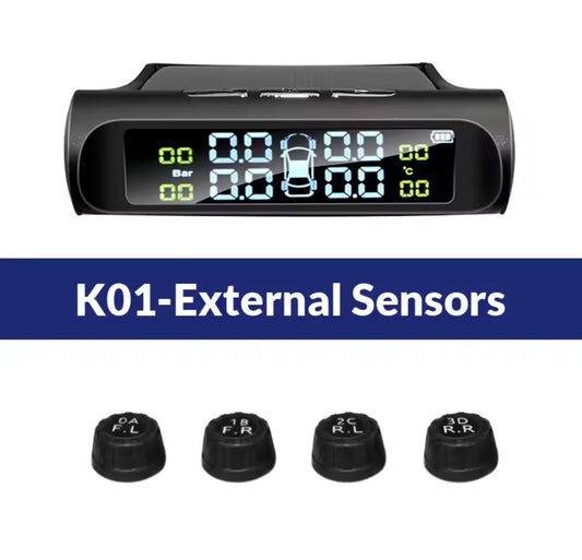 VEHICLE TYRE PRESSURE MONITORING SYSTEM (TPMS) - BOTH SOLAR & BATTERY POWERED