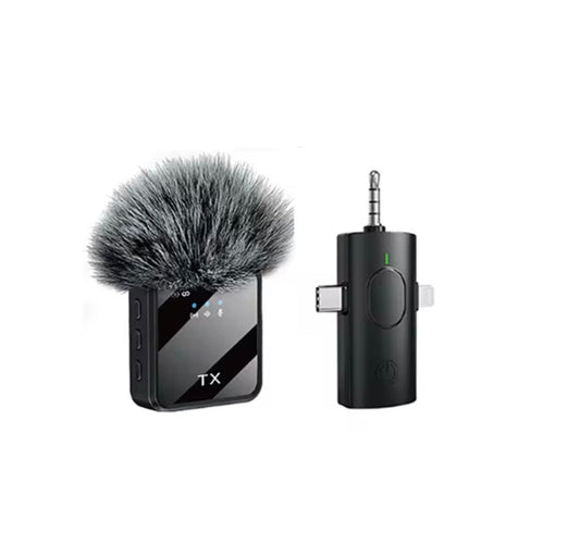F11-1 SINGLE LAPEL MICROPHONE WITH 3 CONNECTORS (IPHONE, ANDROID-TYPE C & CAMERA)