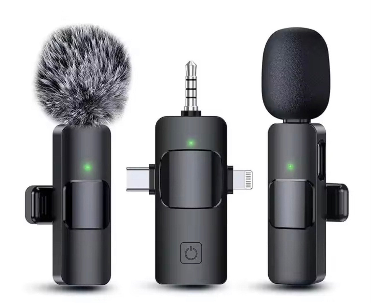 K15 2IN1 PROFESSIONAL LAVALIER WIRELESS MICROPHONE WITH 3 CONNECTORS (IPHONE, TYPE C & CAMERA)