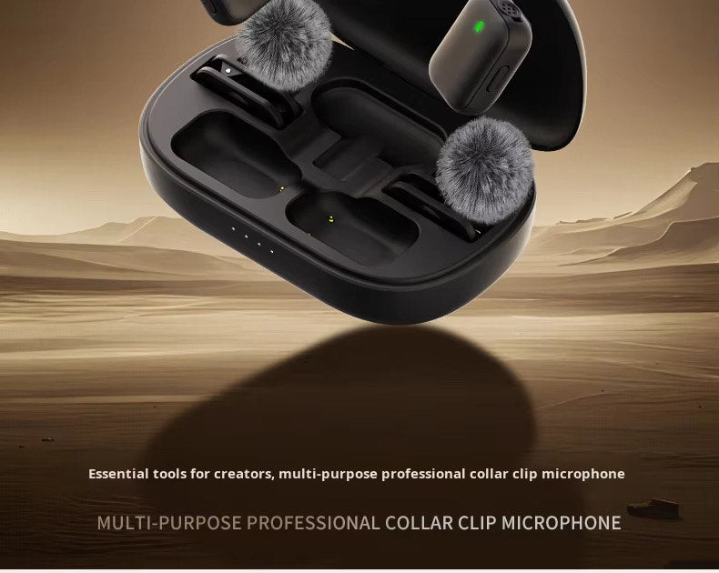 QY10 PRIVATE MODEL WIRELESS 2IN1 LAPEL MICROPHONE WITH APPLE & TYPE C CONNECTORS AND CHARGING CASE