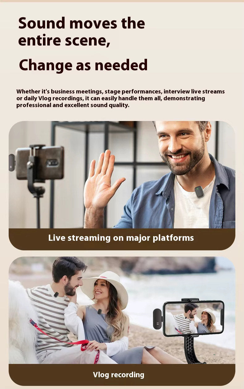 QY10 PRIVATE MODEL WIRELESS 2IN1 LAPEL MICROPHONE WITH APPLE & TYPE C CONNECTORS AND CHARGING CASE