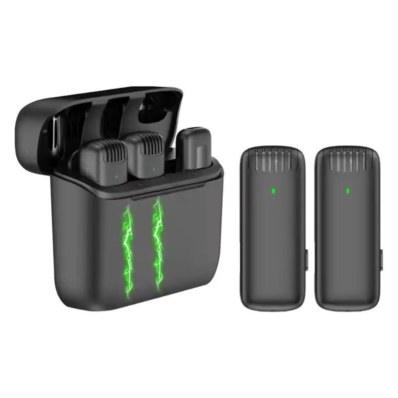 LATEST J13 MINI WIRELESS CONDENSER LAVALIERE MICROPHONE WITH CHARGING CASE (PLUS IPHONE & TYPE C CONNECTORS)