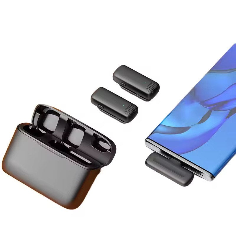 LATEST J13 MINI WIRELESS CONDENSER LAVALIERE MICROPHONE WITH CHARGING CASE (PLUS IPHONE & TYPE C CONNECTORS)