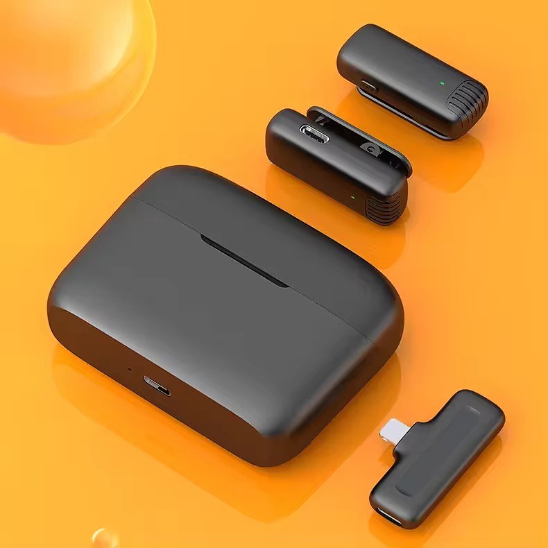 LATEST J13 MINI WIRELESS CONDENSER LAVALIERE MICROPHONE WITH CHARGING CASE (PLUS IPHONE & TYPE C CONNECTORS)