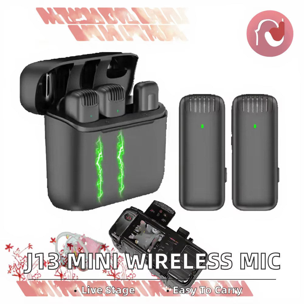 LATEST J13 MINI WIRELESS CONDENSER LAVALIERE MICROPHONE WITH CHARGING CASE (PLUS IPHONE & TYPE C CONNECTORS)