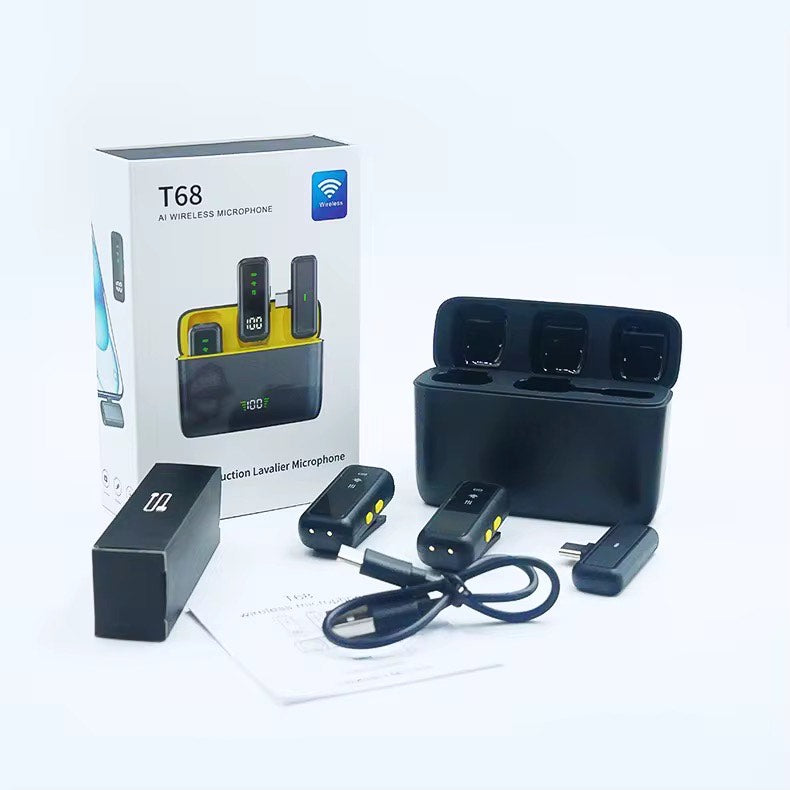 T68 PROFESSIONAL 2.4GHZ WIRELESS MICROPHONE (NOISE REDUCTION & CHARGING CASE)
