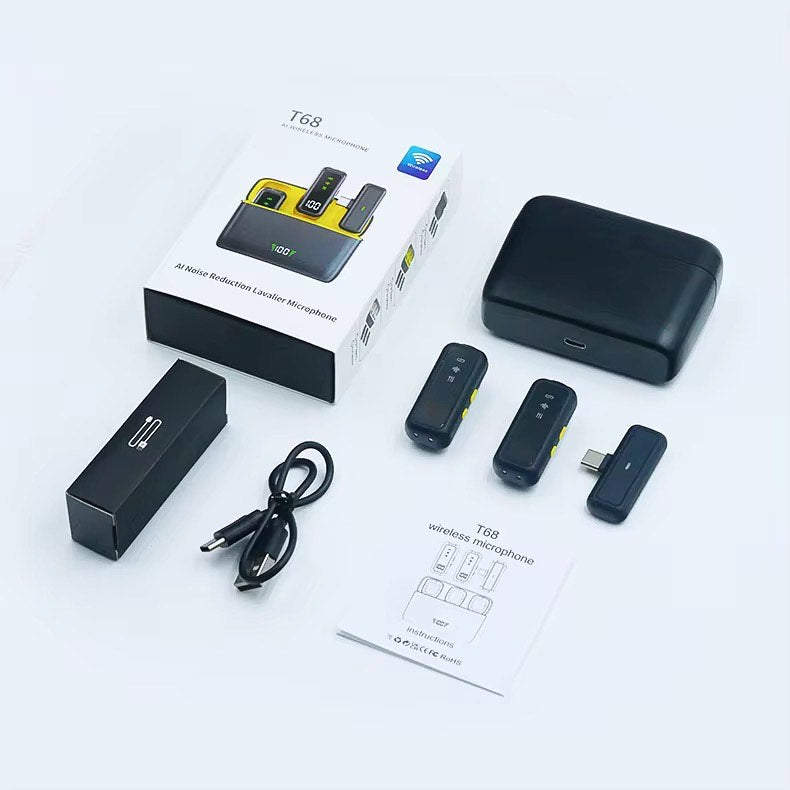 T68 PROFESSIONAL 2.4GHZ WIRELESS MICROPHONE (NOISE REDUCTION & CHARGING CASE)