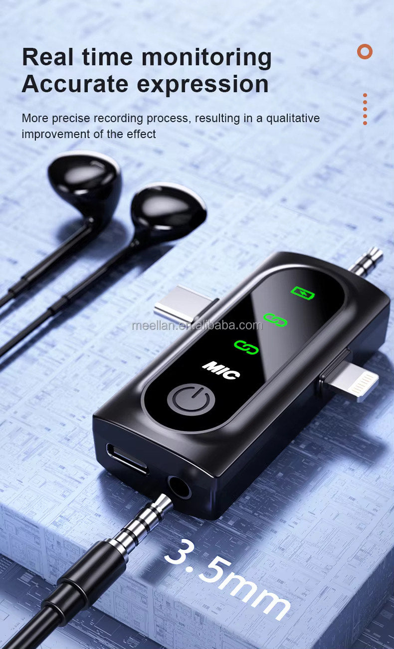 LATEST T90 HIGH QUALITY 2IN1 WIRELESS 2.4G MICROPHONE + 3 CONNECTORS