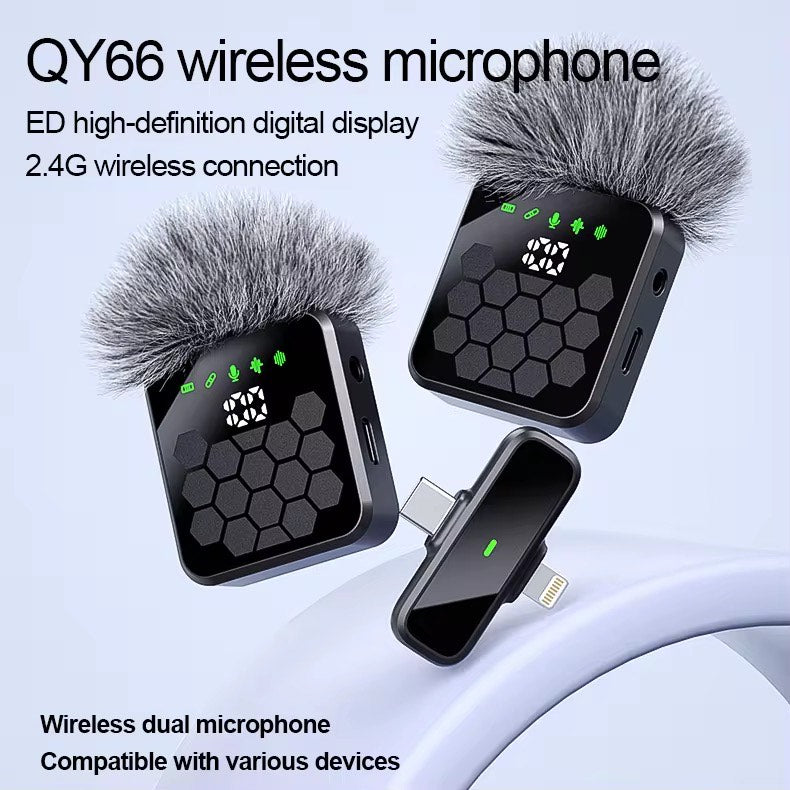 QY66 LATEST LAPEL COLLAR LAVALIERE MICROPHONE WITH TYPE C & APPLE CONNECTORS