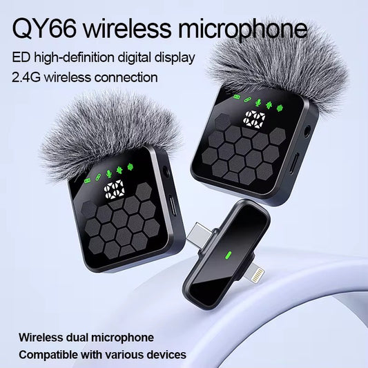 QY66 LATEST LAPEL COLLAR LAVALIERE MICROPHONE WITH TYPE C & APPLE CONNECTORS