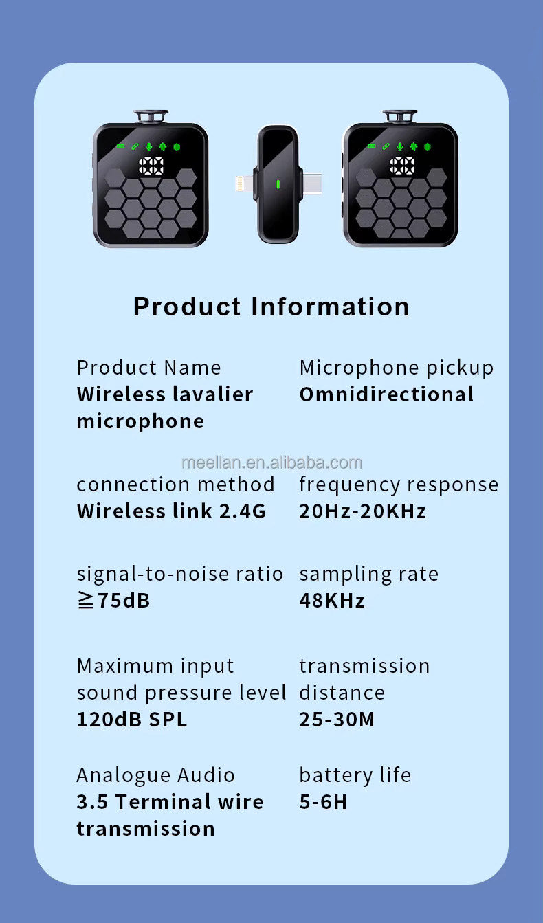 QY66 LATEST LAPEL COLLAR LAVALIERE MICROPHONE WITH TYPE C & APPLE CONNECTORS