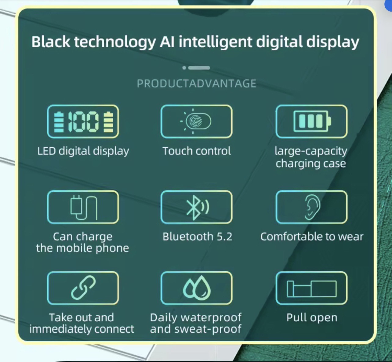 A22 WIRELESS SPORTS & GAMING EARBUDS (TWS, LED, AMP, STEREO) FOR MOBILE DEVICES