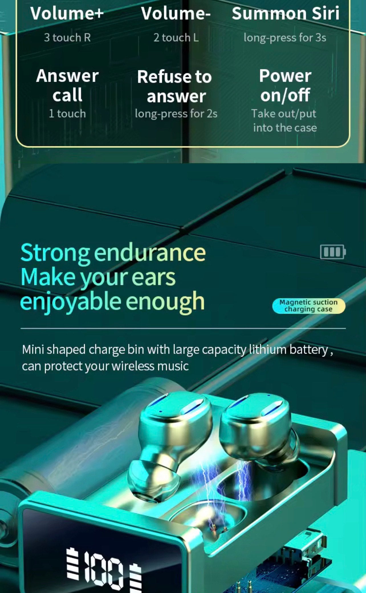 A22 WIRELESS SPORTS & GAMING EARBUDS (TWS, LED, AMP, STEREO) FOR MOBILE DEVICES