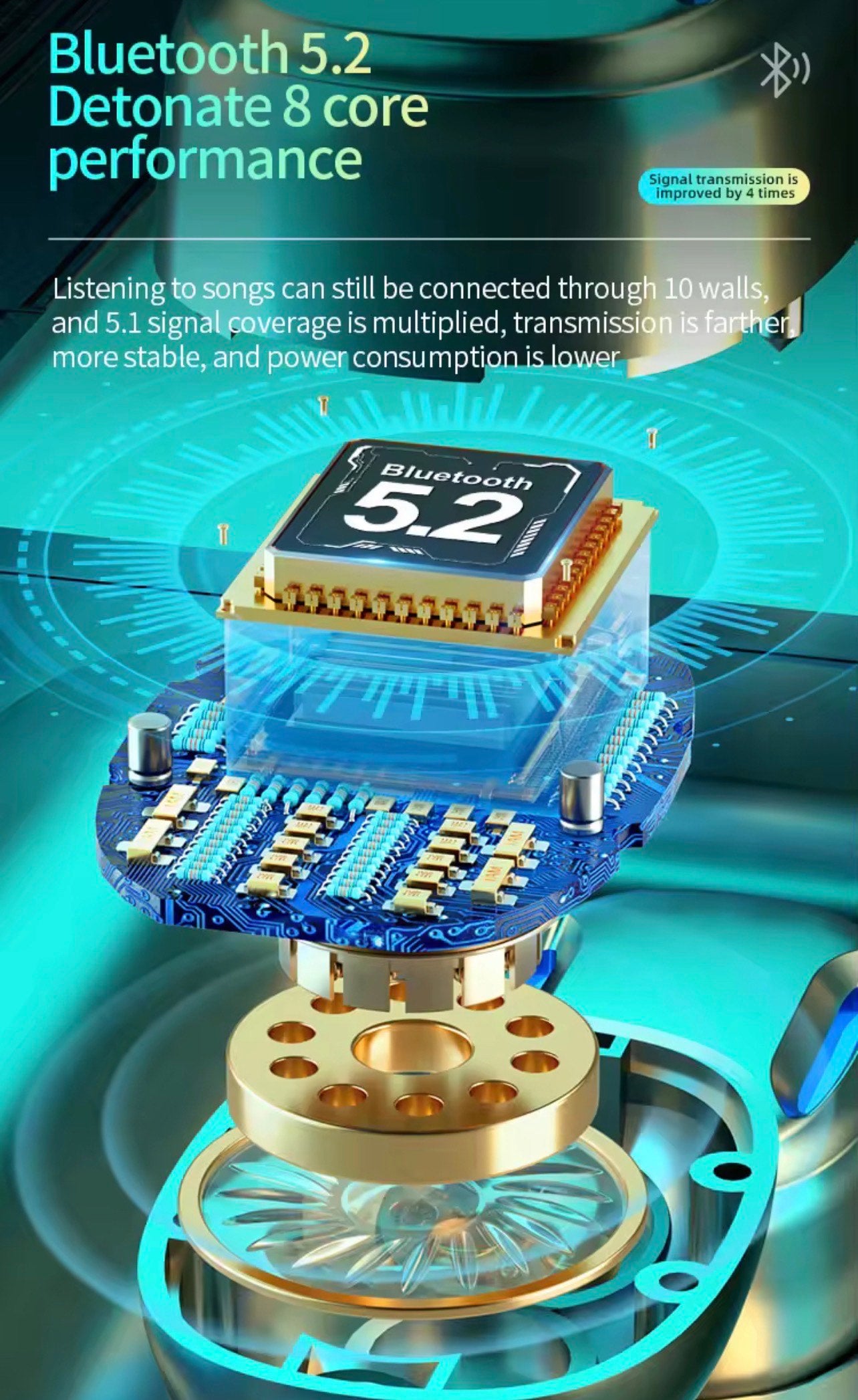 A22 WIRELESS SPORTS & GAMING EARBUDS (TWS, LED, AMP, STEREO) FOR MOBILE DEVICES