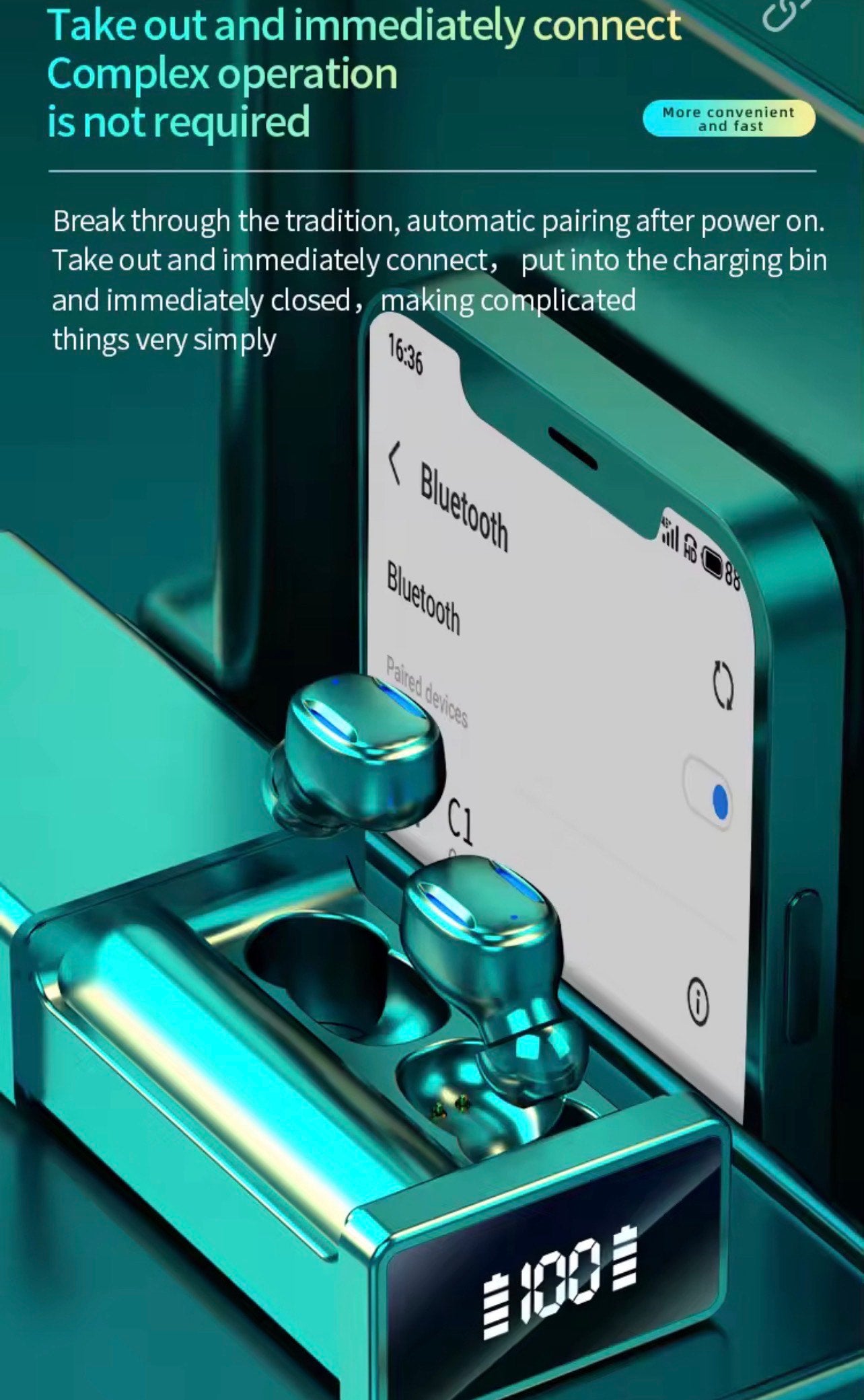 A22 WIRELESS SPORTS & GAMING EARBUDS (TWS, LED, AMP, STEREO) FOR MOBILE DEVICES