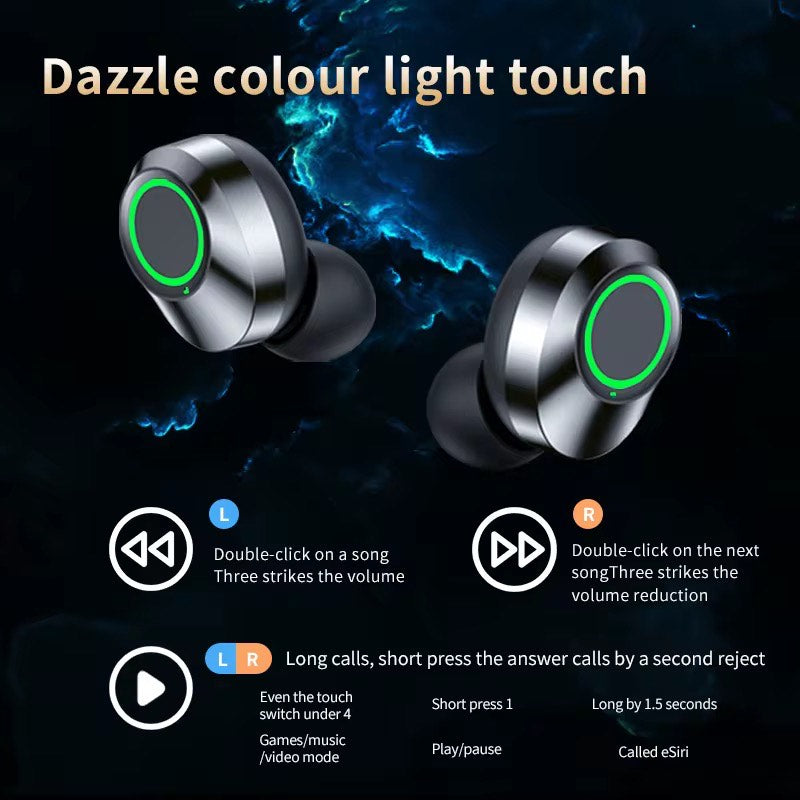 YD03 WIRELESS BLUETOOTH HD MIRROR SCREEN LED DISPLAY 9D STEREO WATER PROOF EARBUDS