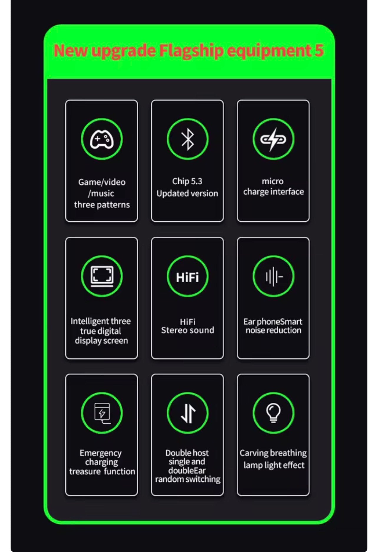 YD03 WIRELESS BLUETOOTH HD MIRROR SCREEN LED DISPLAY 9D STEREO WATER PROOF EARBUDS