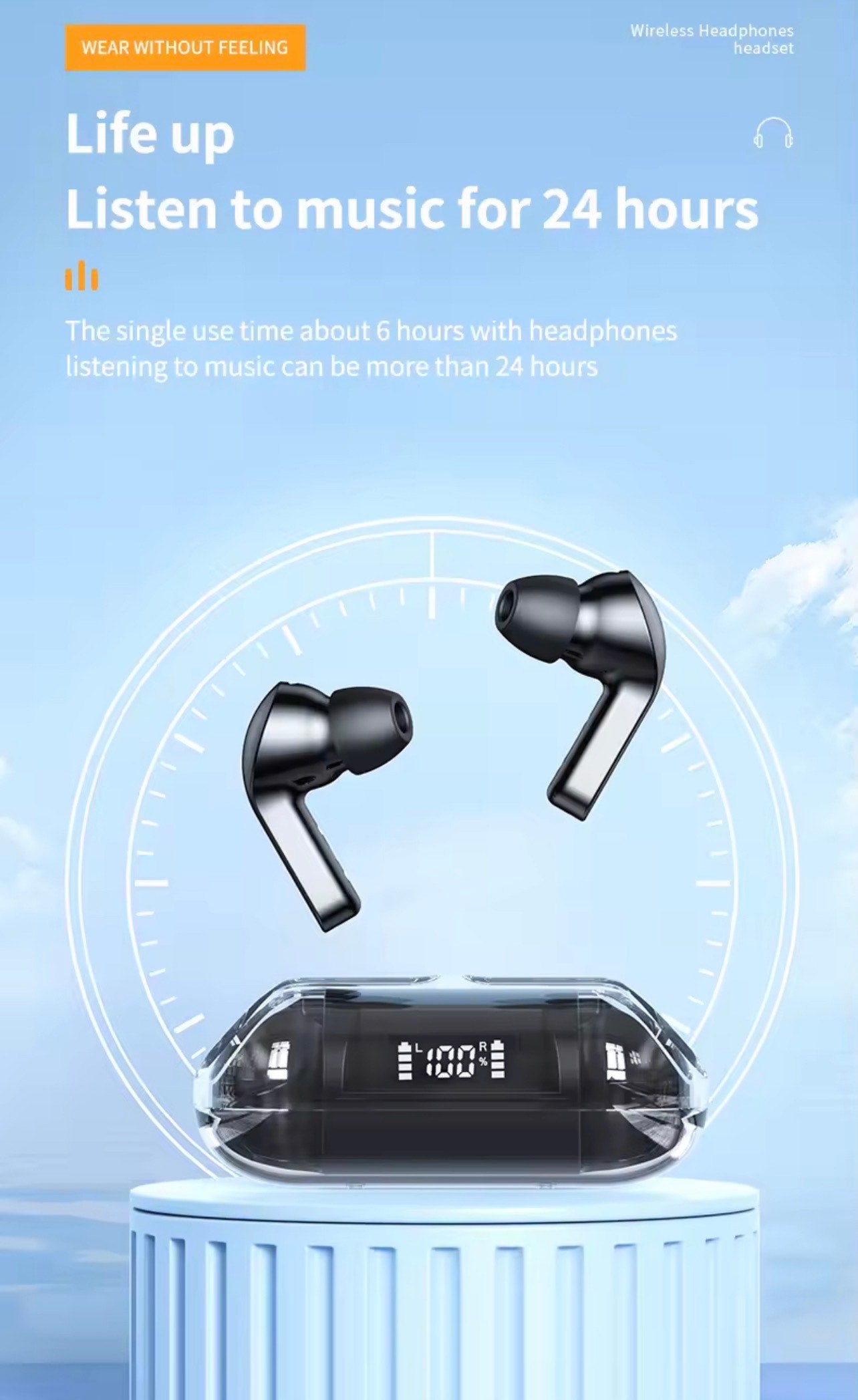 TM20 TWS IN EAR HIFI SPORTS & GAMING BLUETOOTH EARBUDS (Noise Cancellation, Transparent, LED & Battery Indicator, IPX-6)