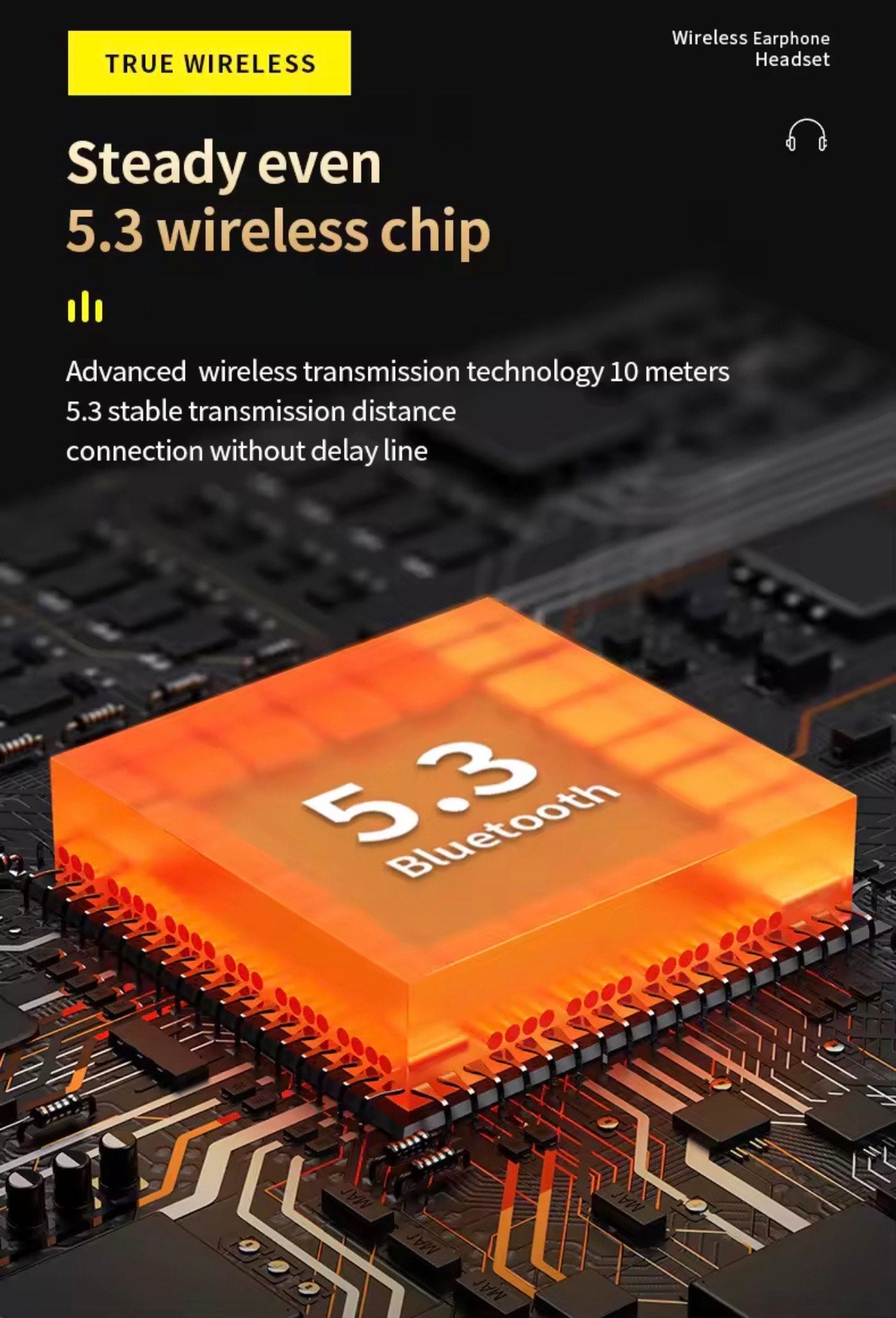 BQ30 MINI WIRELESS TWS EARPHONES HI-FI STEREO IPX-6 WATERPROOF LED FOR LATENCY SPORTS & GAMING