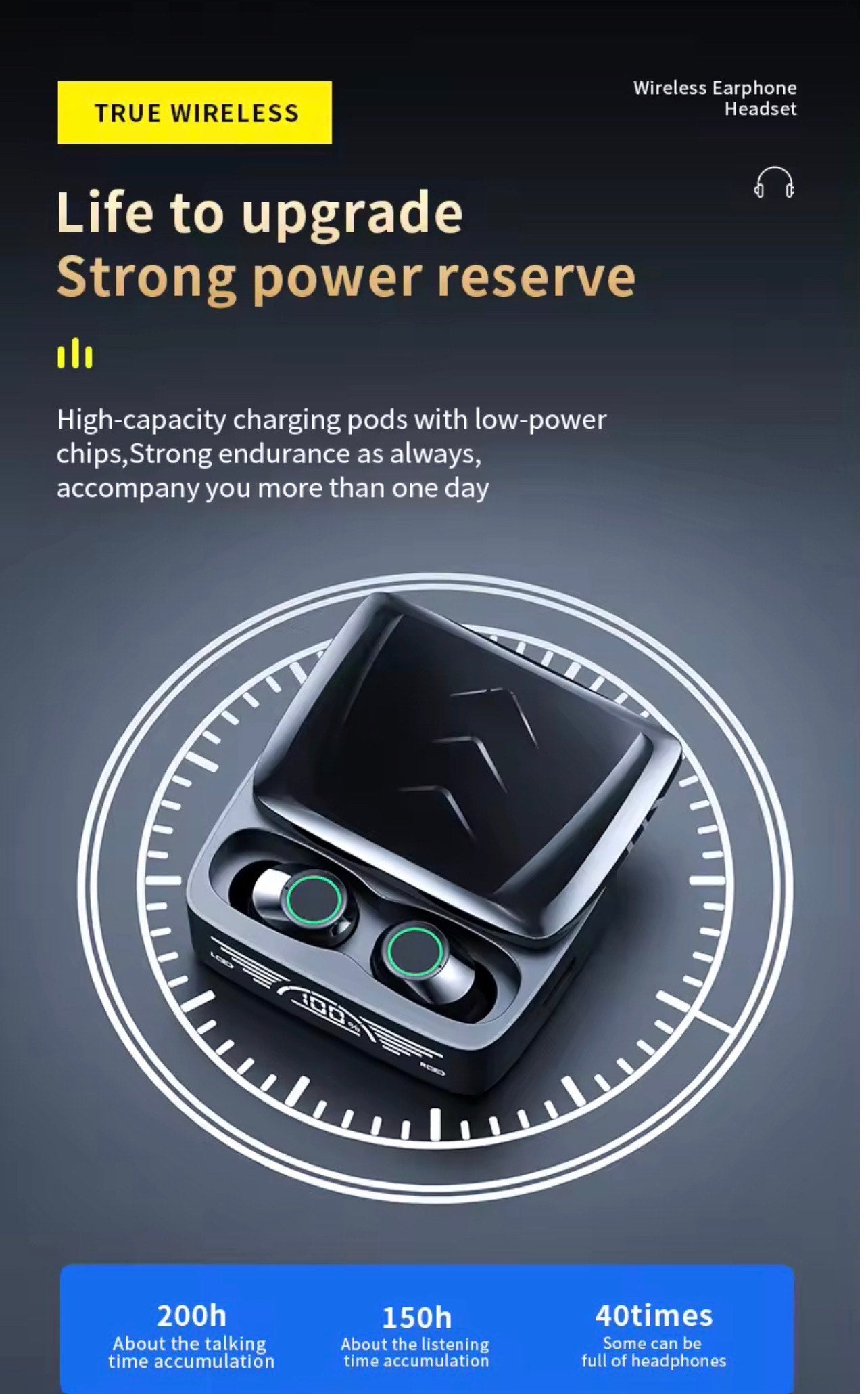 BQ30 MINI WIRELESS TWS EARPHONES HI-FI STEREO IPX-6 WATERPROOF LED FOR LATENCY SPORTS & GAMING