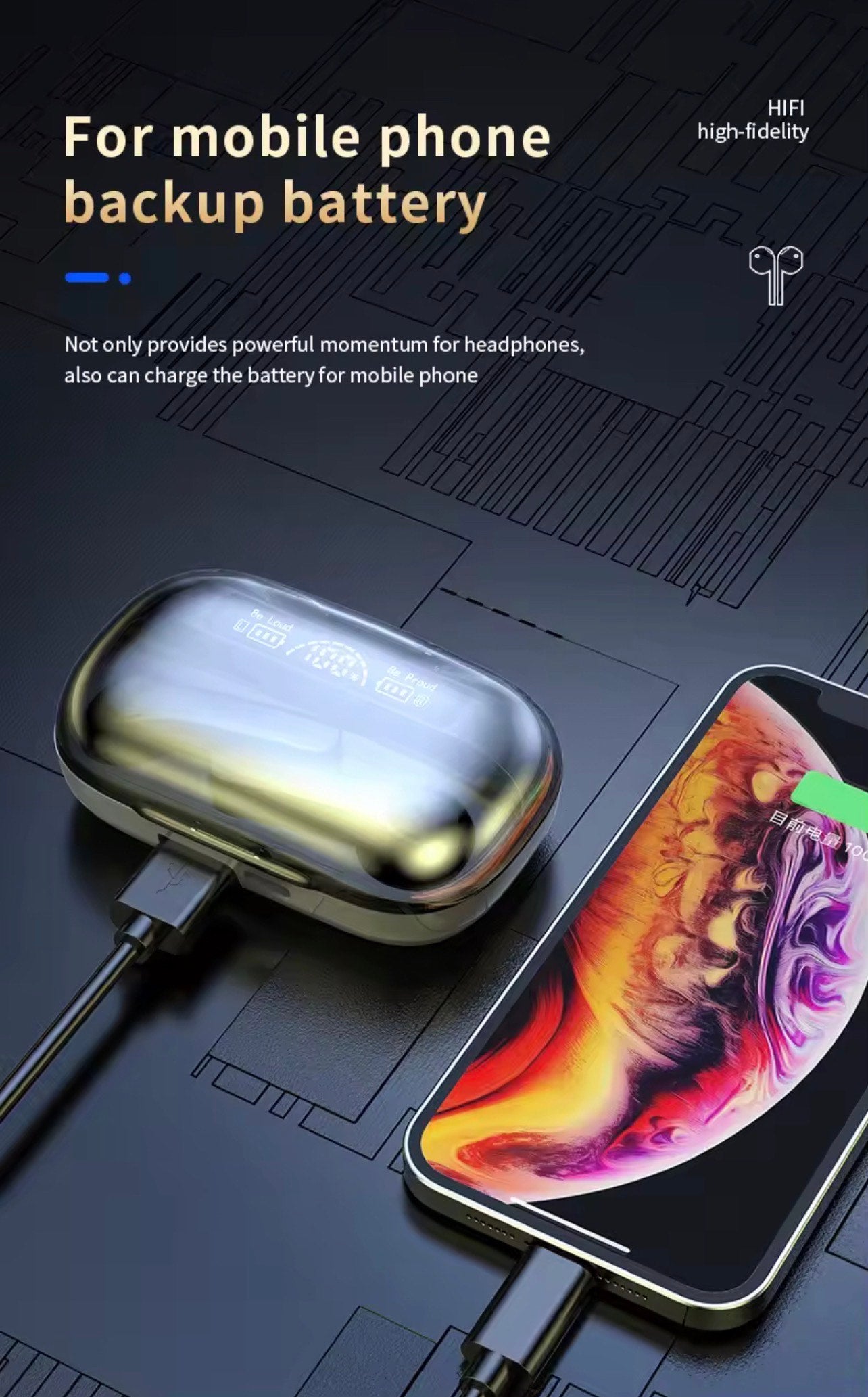 BQ20 HI-FI STERO IPX-6 WATERPROOF EARBUDS (LED Display for Latency Sports & Gaming)