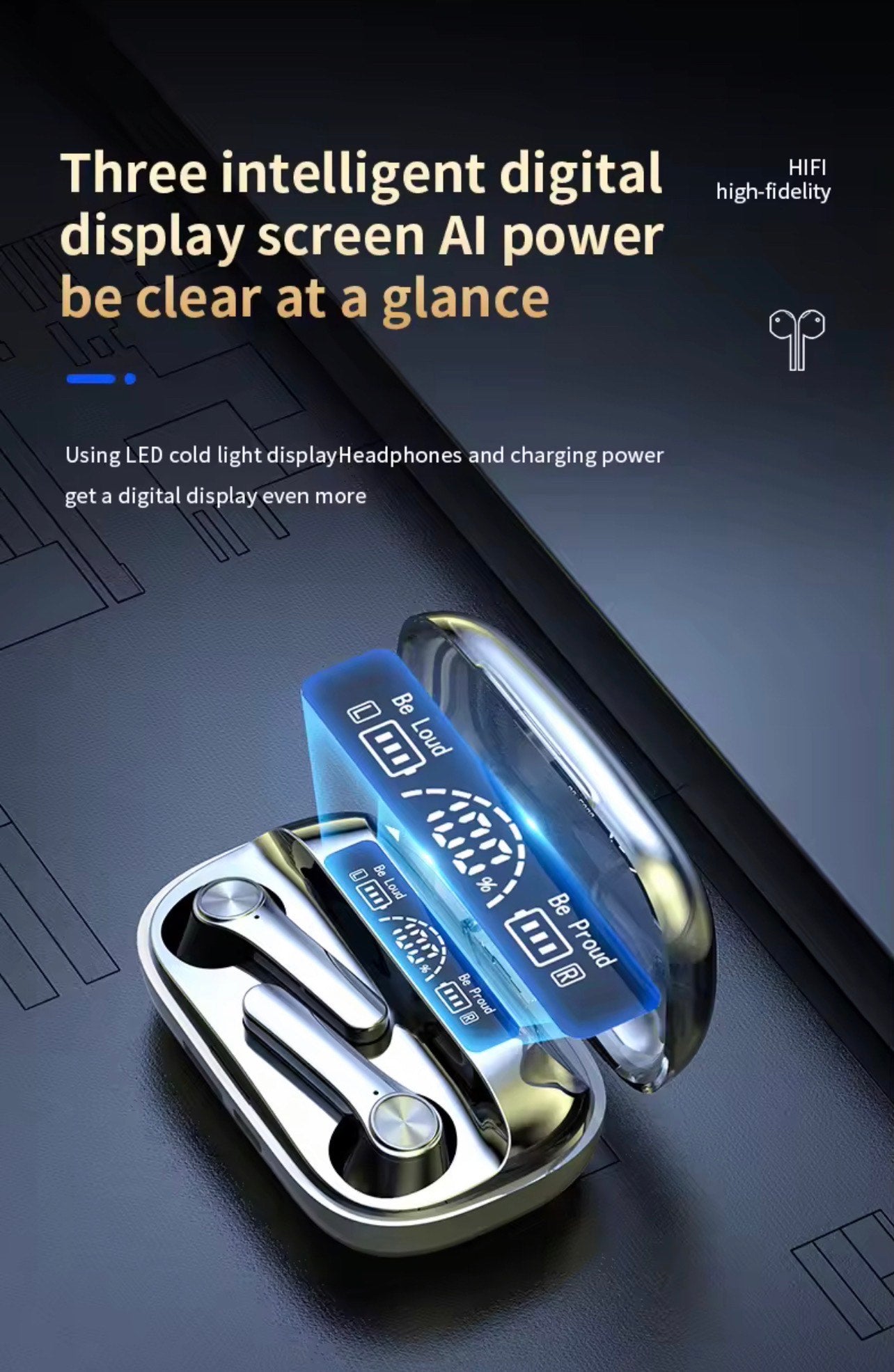 BQ20 HI-FI STERO IPX-6 WATERPROOF EARBUDS (LED Display for Latency Sports & Gaming)