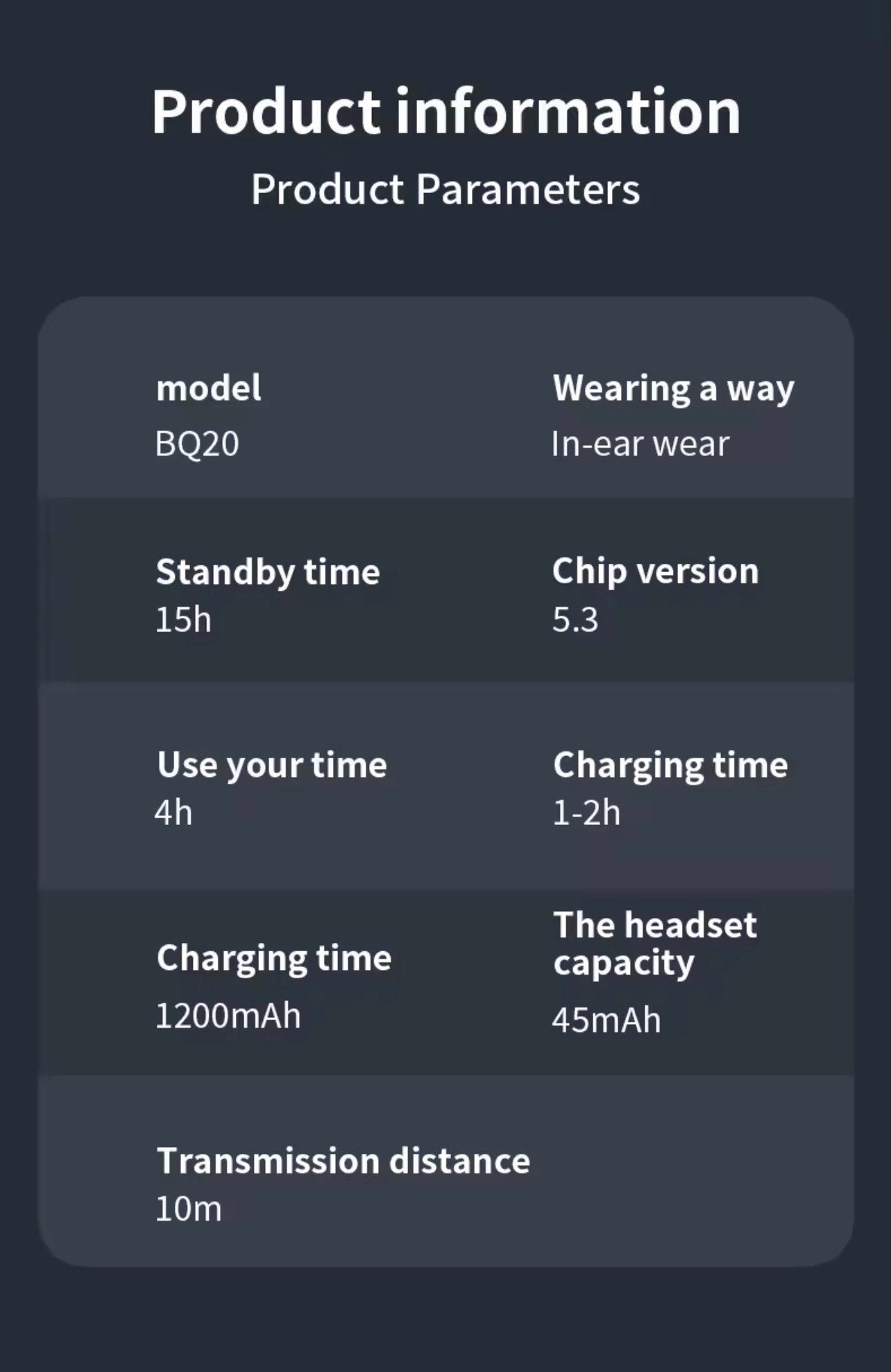 BQ20 HI-FI STERO IPX-6 WATERPROOF EARBUDS (LED Display for Latency Sports & Gaming)