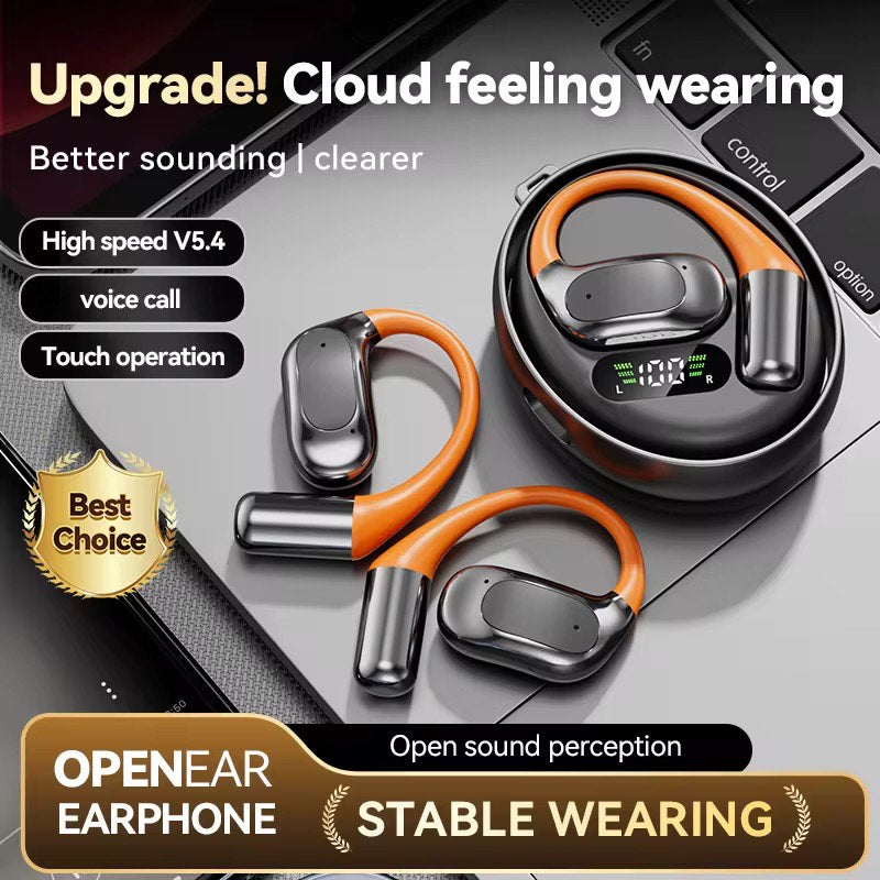 M113 OPEN EAR HEADPHONES WITH LED, DIGITAL BATTERY DISPLAY & ROTATABLE BT5.4 WIRELESS EARPHONES