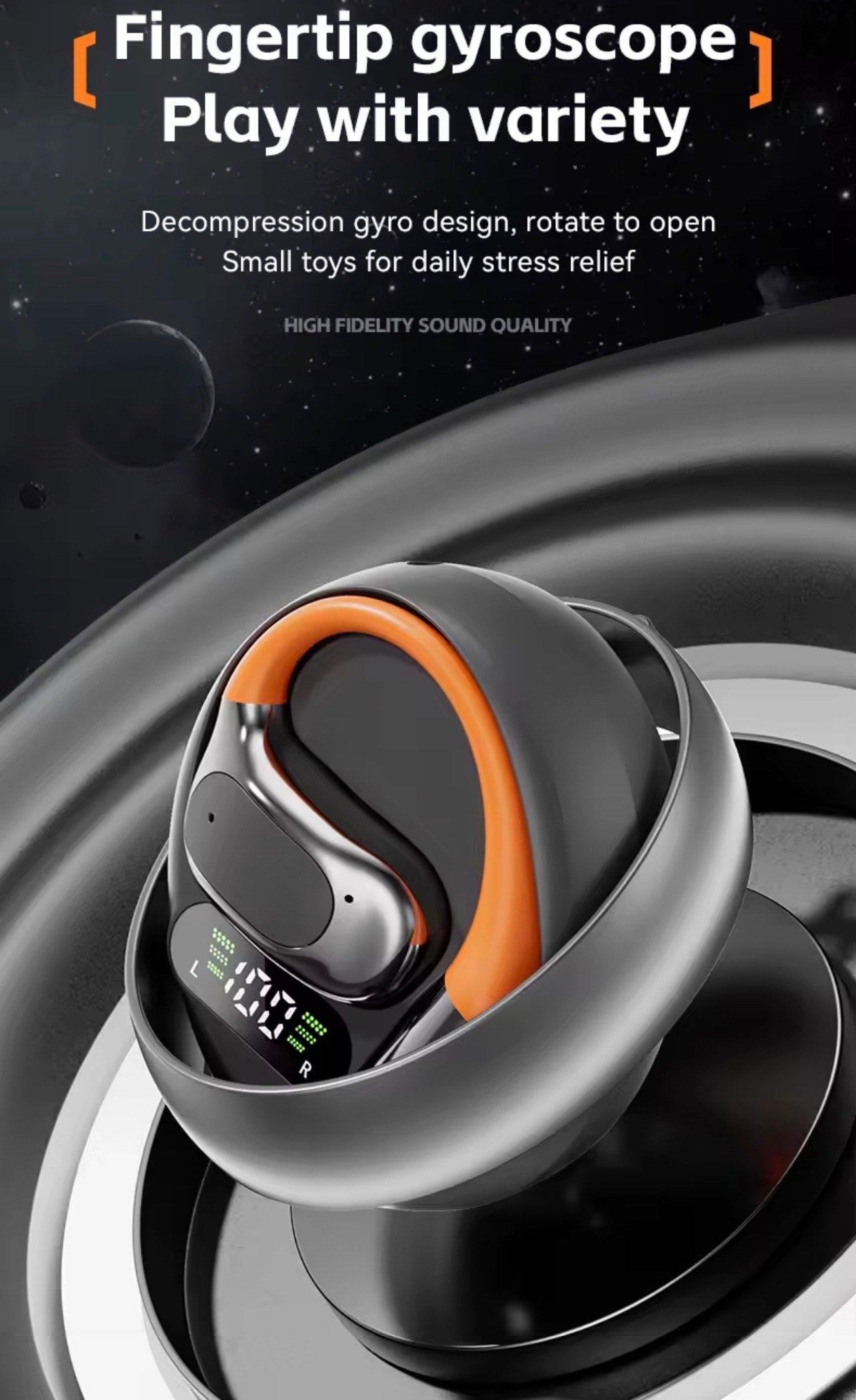 M113 OPEN EAR HEADPHONES WITH LED, DIGITAL BATTERY DISPLAY & ROTATABLE BT5.4 WIRELESS EARPHONES