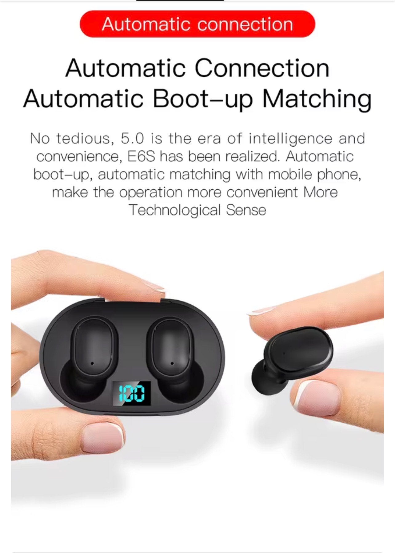 E6S LOW BUDGET TRUE WIRELESS EARBUDS (LED DISPLAY, CHARGING CASE & WATERPROOF)