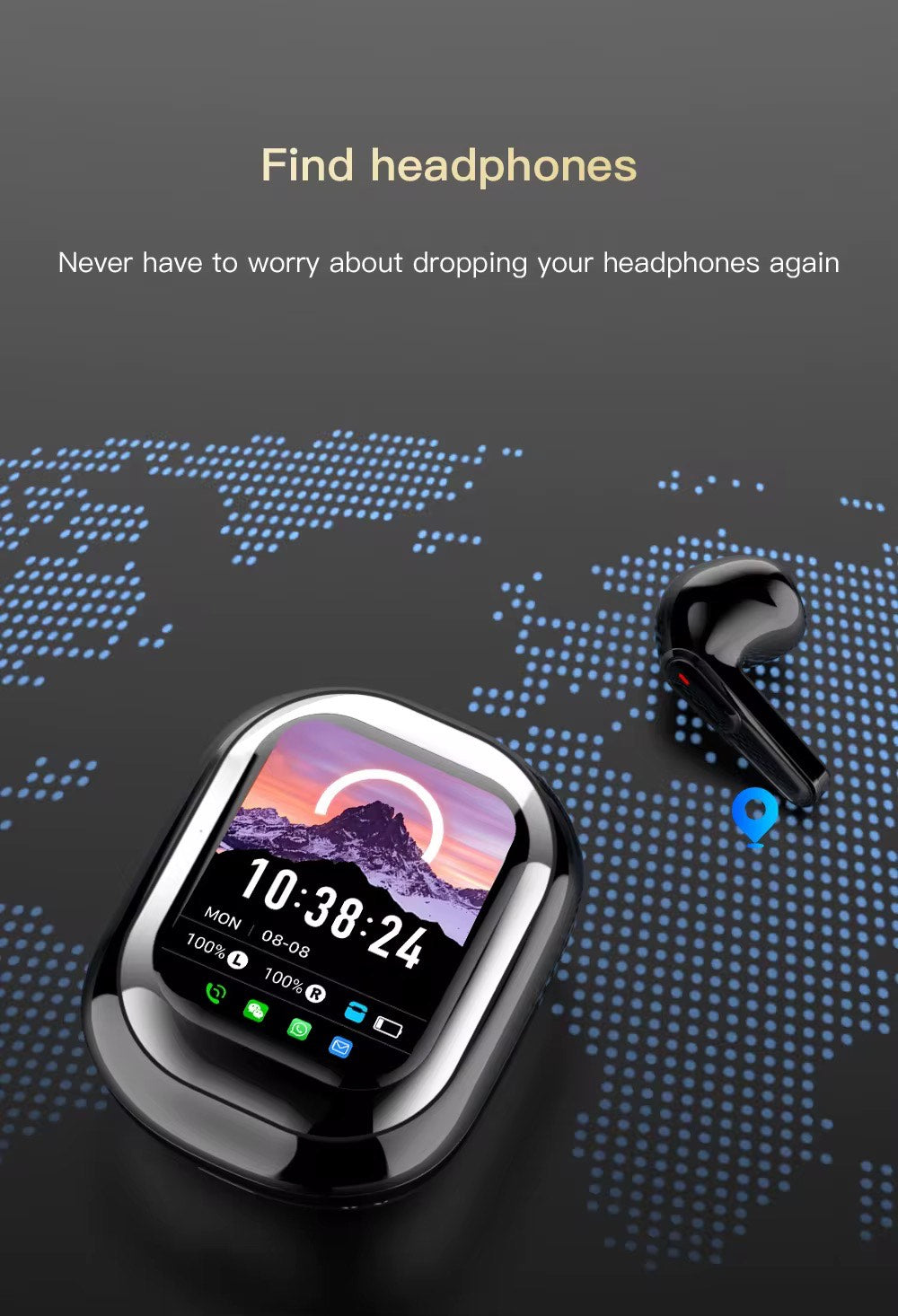 SE ONE BT EARBUDS (TOUCH CONTROL, DISPLAY SCREEN, WIRELESS STEREO & CHARGING CASE)