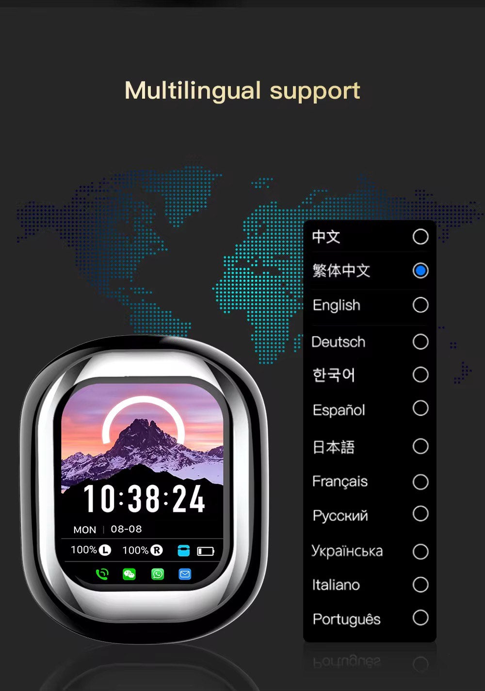 SE ONE BT EARBUDS (TOUCH CONTROL, DISPLAY SCREEN, WIRELESS STEREO & CHARGING CASE)