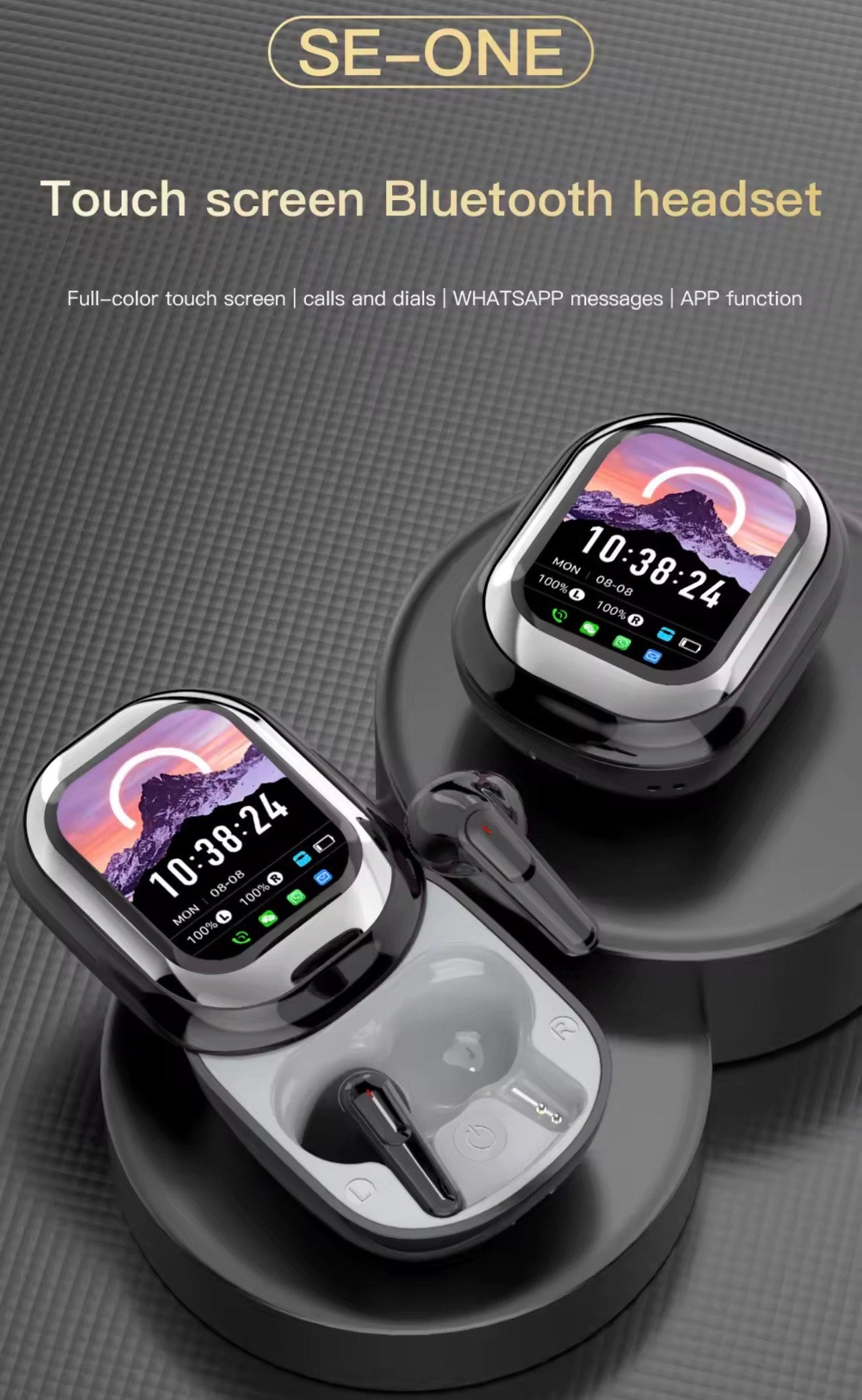 SE ONE BT EARBUDS (TOUCH CONTROL, DISPLAY SCREEN, WIRELESS STEREO & CHARGING CASE)