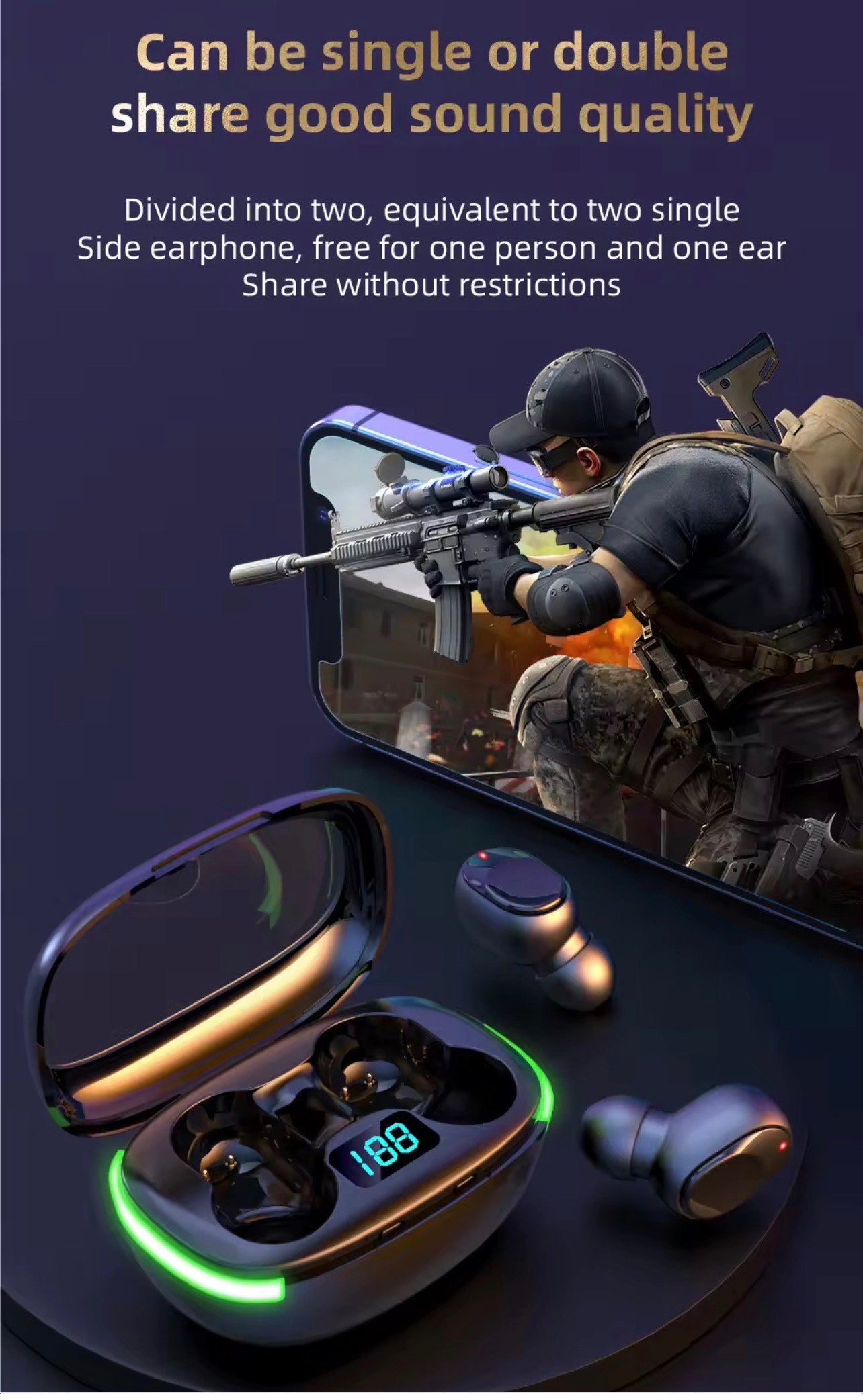 Y90 IN EAR WIRELESS HEAD SET (CHARGING CASE, LED DISPLAY, TWS)