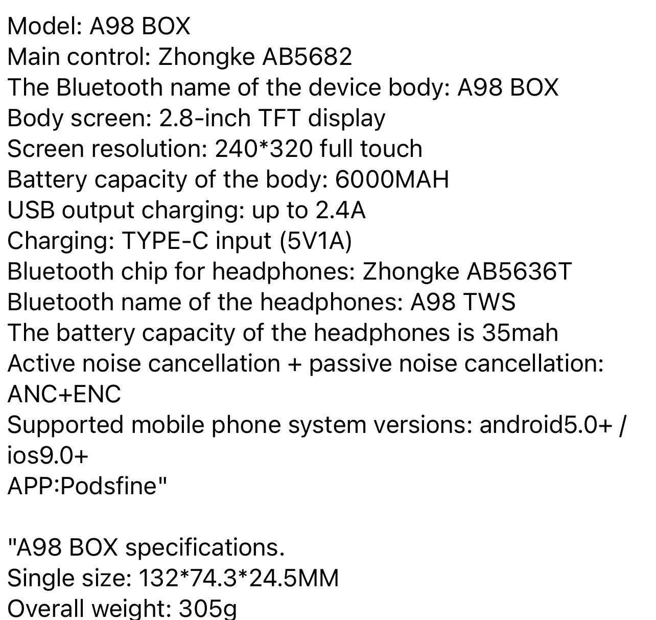 ALL NEW A98 3IN1 TOUCH & WIDE SCREEN EARBUDS (POWER BANK 5000 mAh BATTERY))